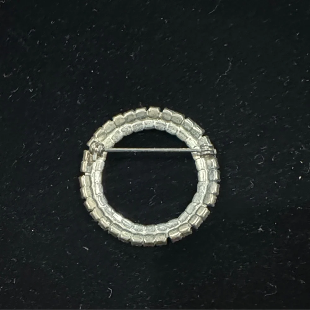 Vintage Silver Rhinestone Circle Brooch